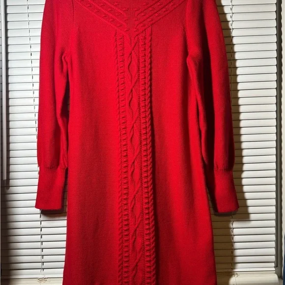 Charter Club Vibrant Red Long Sleeve Dress Size M - Picture 2 of 9
